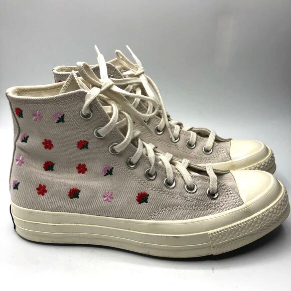 Converse Women's High Top Chuck 70 Floral Sneakers Taupe Size US 8.5 - Picture 5 of 11